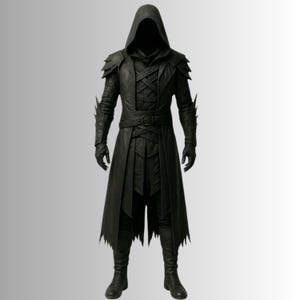 Handmade Black Leather Medieval Cloak, Gothic Armor, Cosplay Costume