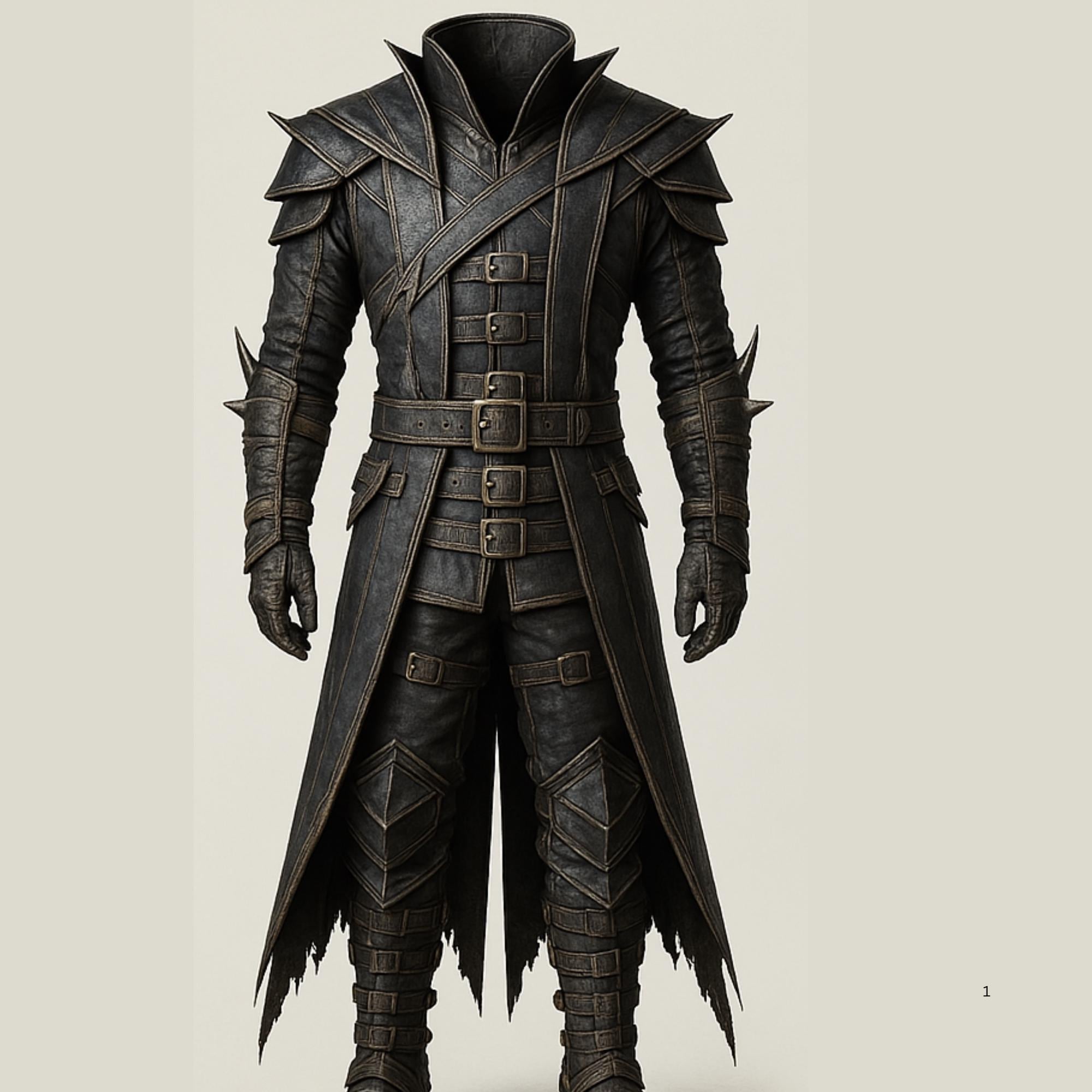 Handmade Black & brown Leather Medieval Cloak, Handmade Gothic Leather Armour Cloak for Cosplay, Black Leather Fantasy Warrior Armour