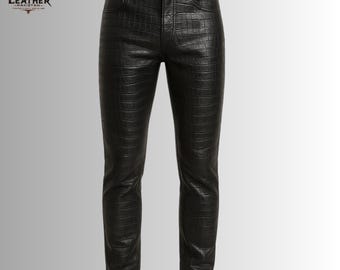 Black Genuine Leather Pants Women, High Waist Slim Fit Trousers, Biker Fashion Bottoms, Motorcycle Streetwear, Punk Rock Apparel