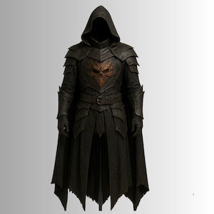 Handmade Leather Dark Knight Costume, Gothic Cloak with Armor
