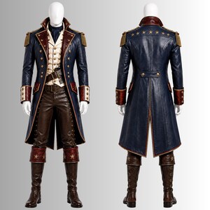 America250 military leather coat with historical fantasy cosplay look
Revolutionary War leather commander outfit with cinematic costume style
Colonial military leather cosplay costume for patriotic themed events
Patriotic America250 leather commander coat with premium handmade details