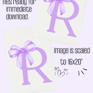 Purple Bow Monogram Letter “R” – Instant Digital Download (PNG + JPEG ...