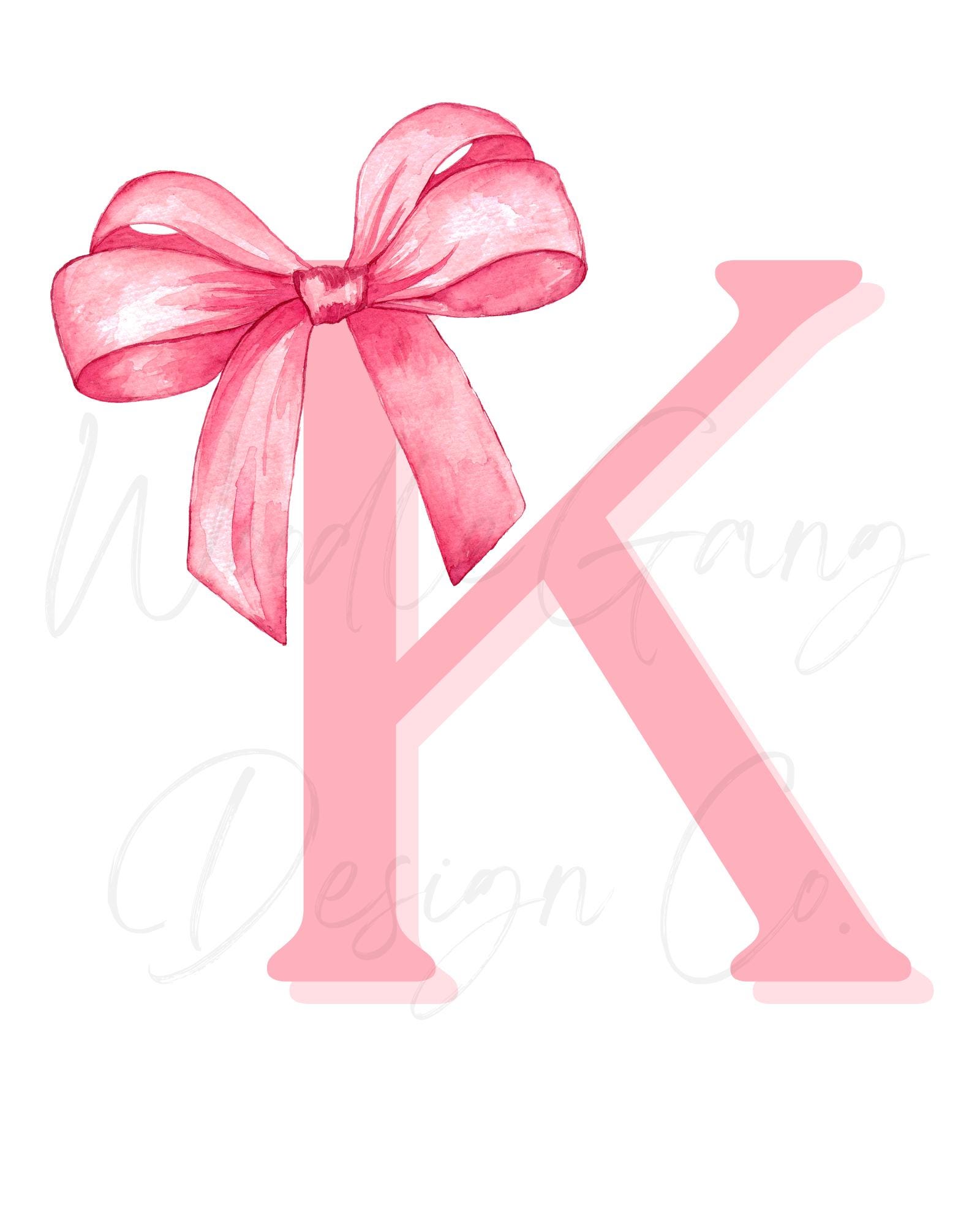 Pink Bow Monogram Letter “K” – Instant Digital Download (PNG +