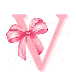 Noeud rose monogramme lettre « V » – Téléchargement numérique instantané (PNG + JPEG)