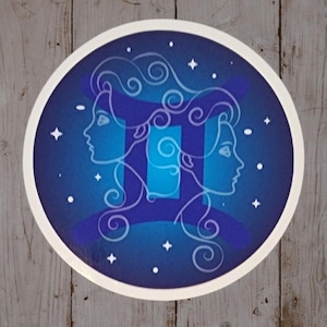 Gemini Zodiac Sign, Symbol, Sticker, Tumbler, Laptop, Scrapbook, Journal Sticker