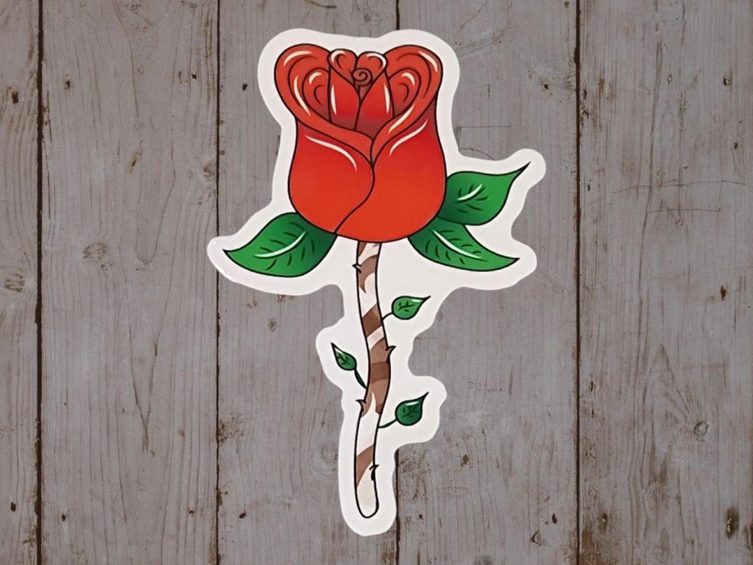 Pretty Single Stemmed Rose Sticker for Journaling, Scrapbooking, Water ...