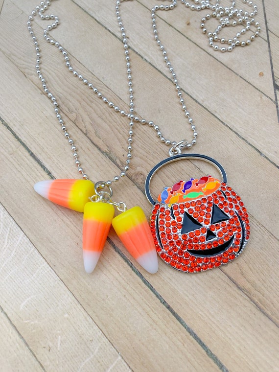 Spooky Season Candy Corn Halloween Necklace Halloween Orange, Yellow, White  - Etsy
