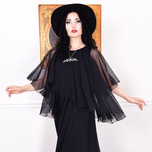 white christmas dresses A4 Black Chiffon Layered Sleeveless Dress – Ladida