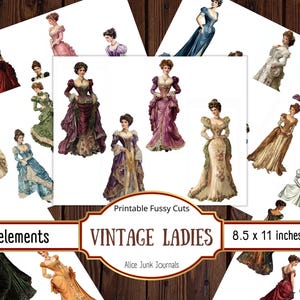 Vintage Ladies Ephemera, Vintage Paper Dolls, Women Victorian Fashion Fussy Cuts, Junk Journal Printables, Scrapbook, Princess, Royal