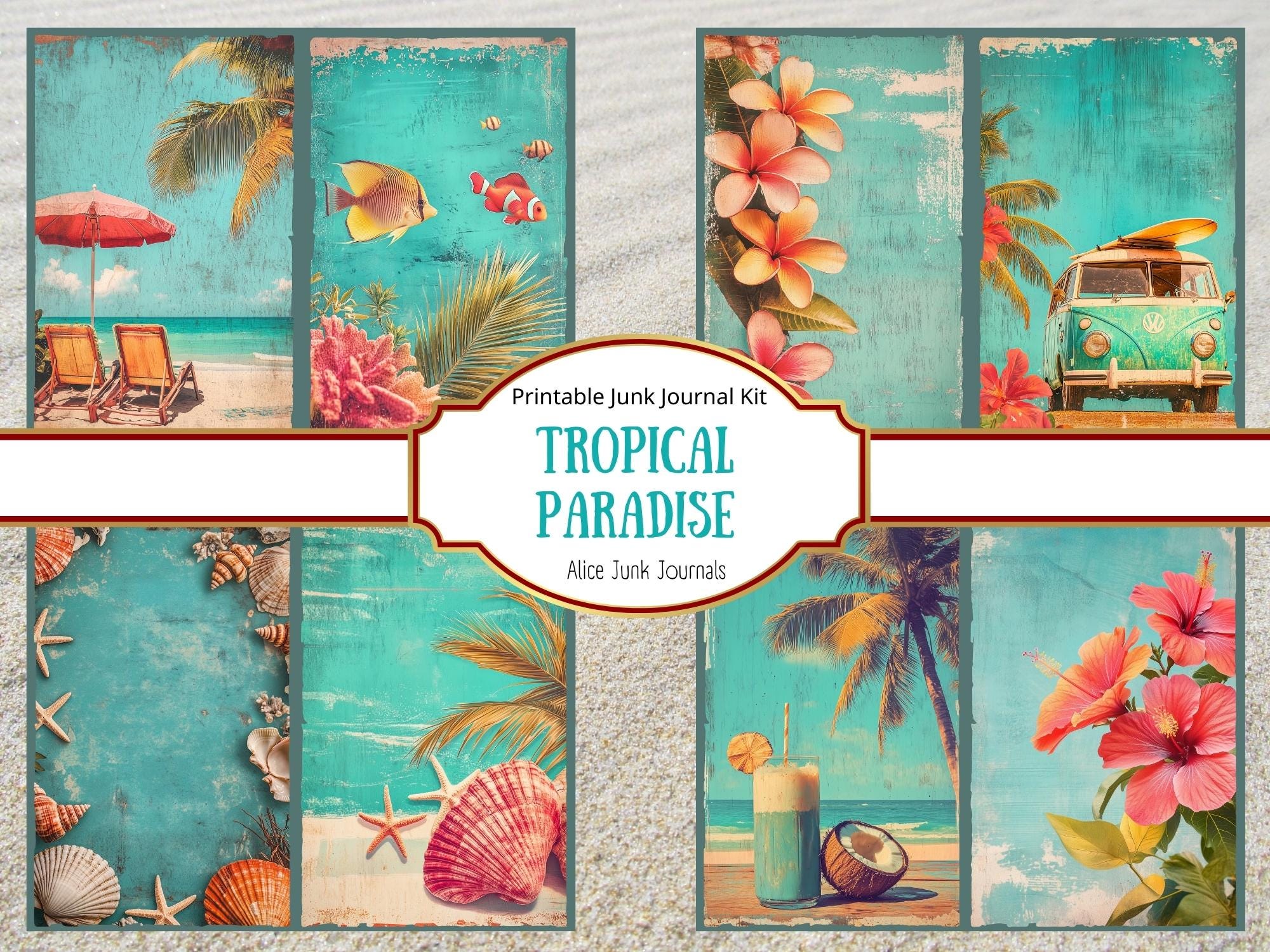 Tropical Paradise Junk Journal Kit, Summer Junk Journaling, Beach ...