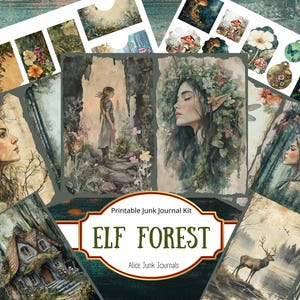 Elf Junk Journal Kit, Printable Digital Ephemera, Fantasy Woodland Grimoire, Enchanted Nature Forest Pages, Elven Forest junk Journal