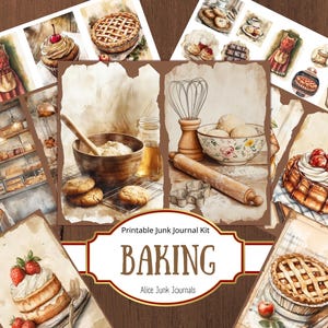 Kit de diário de lixo de panificação, padeiro, diário de lixo de culinária, itens de scrapbook, download digital, confeitaria, scrapbook de padaria, papel de diário de lixo