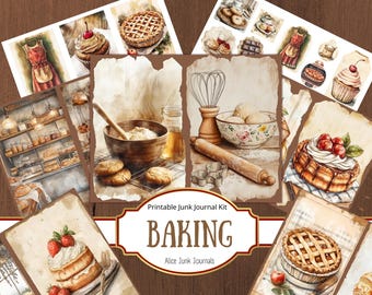 Baking Junk Journal Kit, Baker, Cooking Junk Journal, Scrapbook Ephemera, Digital Download, Pastry, Bakery Scrapbooking, Junk Journal Paper