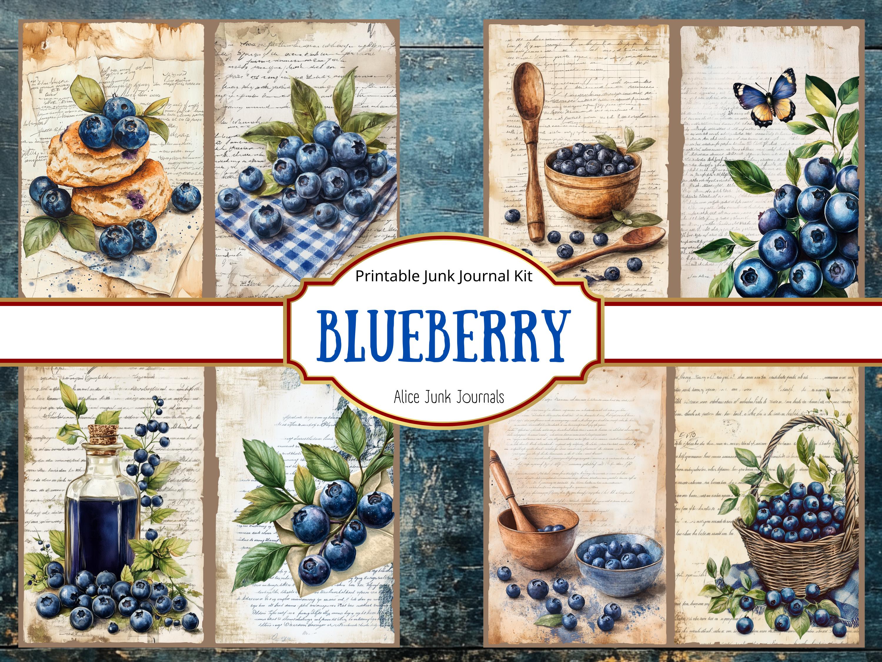 Blueberry Junk Journal Printable, Vintage Berry Ephemera, Junk Journal ...