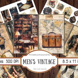 Men's Vintage Junk Journal Kit, Masculine Ephemera Printable, Steampunk Grunge Collage Sheets, Father's Day Gift, Gentleman Scrapbook Set