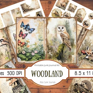 Woodland Edith Holden Junk Journal Kit Botanical Printable Vintage Nature Journal Pages Digital Paper Collage Sheets Journaling Ephemera