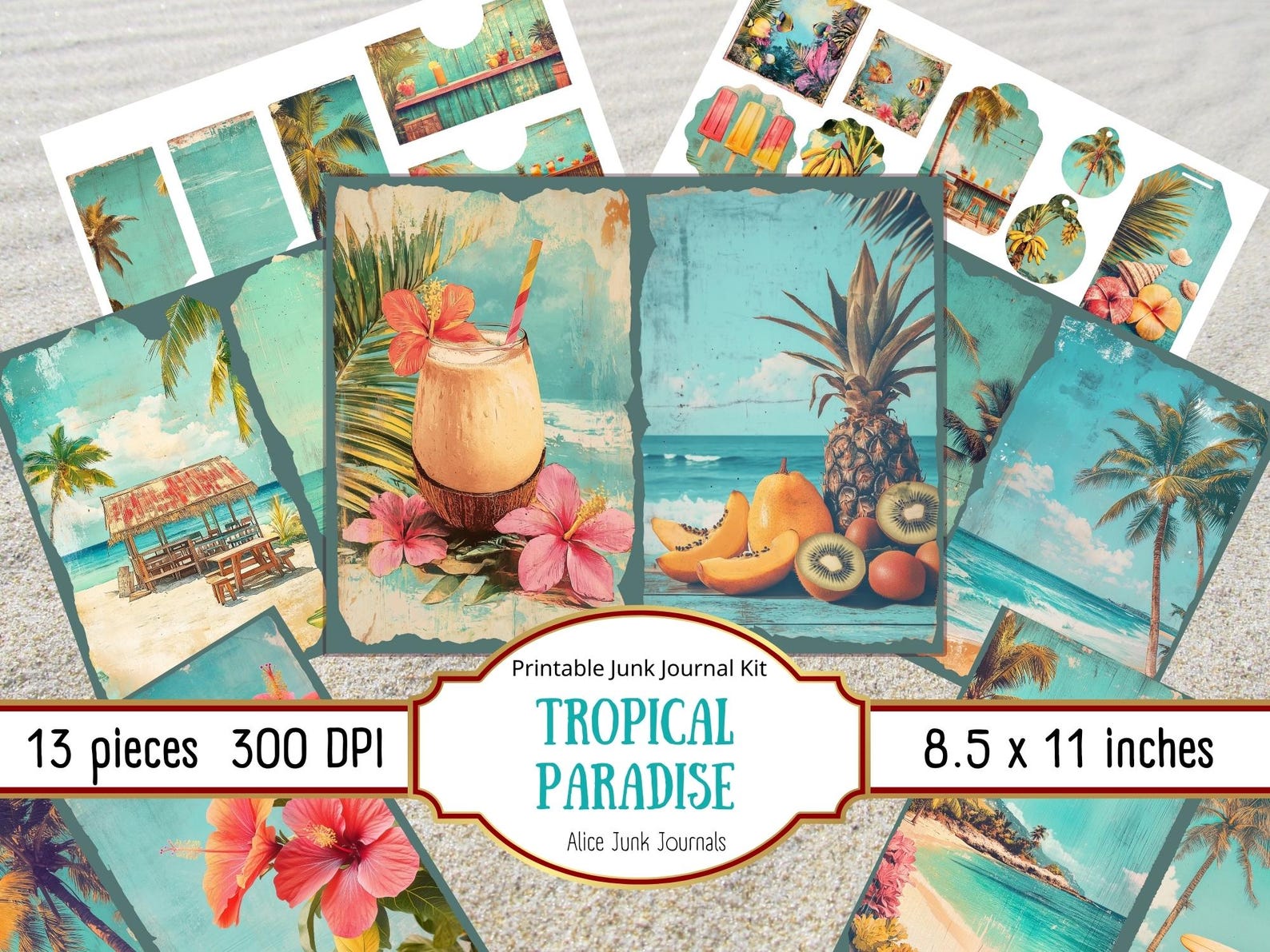 Tropical Paradise Junk Journal Kit, Summer Junk Journaling, Beach ...