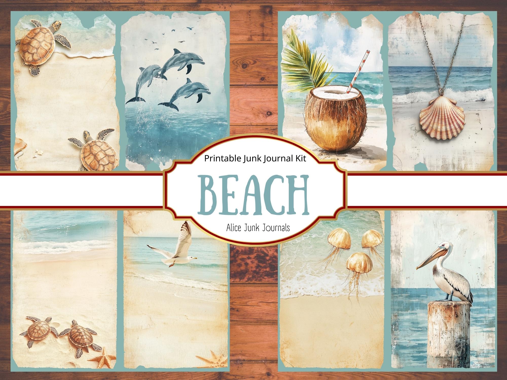 Beach Junk Journal Kit, Ocean Digital Paper, Sea Journal Pages ...