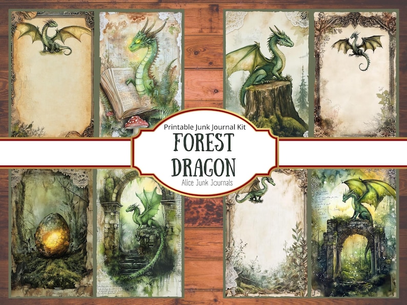 Forest Dragon Junk Journal Kit Printable Dragon Ephemera Digital Paper ...