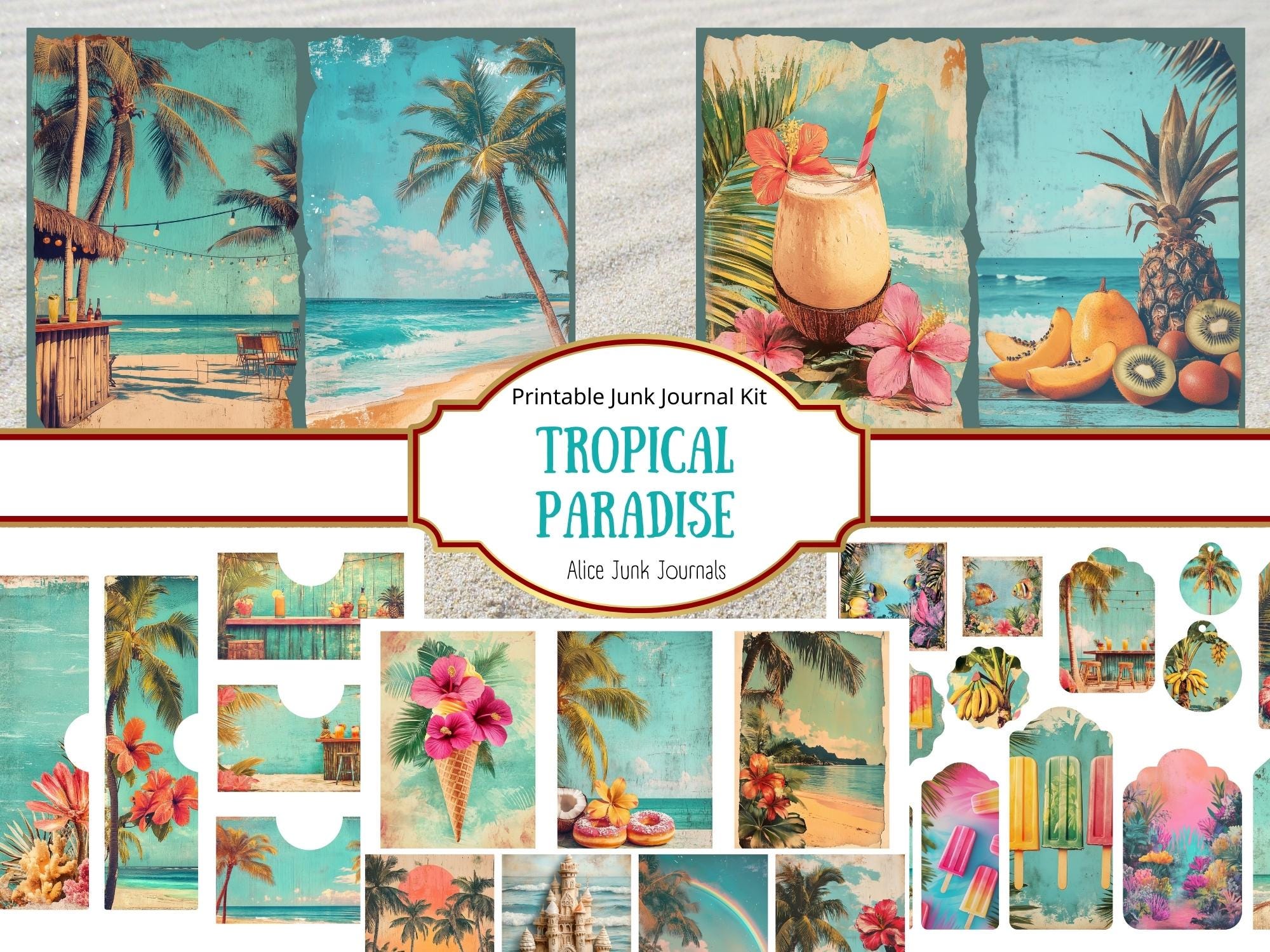 Tropical Paradise Junk Journal Kit, Summer Junk Journaling, Beach ...