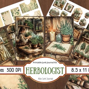 Kit diario di scarto dell'erborista, stampabile, erbe, piante, effimeri della natura d'epoca, pagine botaniche dell'erborista vittoriano, pagine di grimorio di erbe