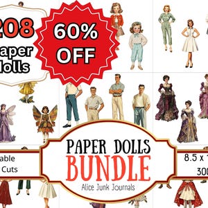 Paper Doll Fussy Cuts Bundle Junk Journal Vintage Ephemera 50s 60s Retro Kids Women Men Fairies Victorian Scrapbooking Printables Printable