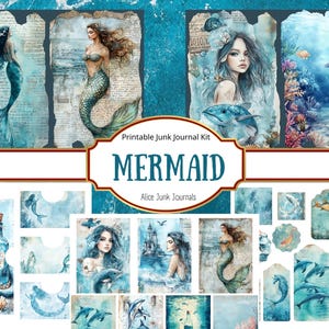 Mermaid Junk Journal Kit, Ocean Digital Paper, Sea Journal Pages ...