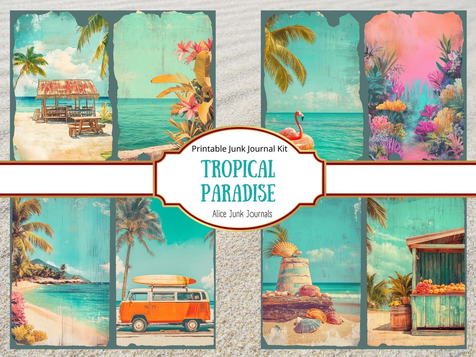 Tropical Paradise Junk Journal Kit, Summer Junk Journaling, Beach ...