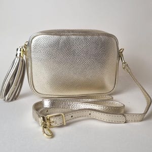 Italienische Leder Metallic Gold Umhängetasche Party Abend Hochzeit Crossbody