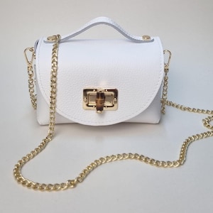 Handmade White Leather Clutch Bag Genuine Leather Evening Bag White Bridal Purse Minimalist Crossbody Bag White Party bag Gift for Her