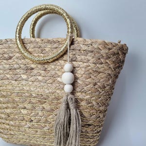Handmade Straw Bucket Bag Woven Summer Beach Purse, Boho Shoulder Tote, Eco-Friendly Bag, Vacation Handbag, Natural Raffia Bag