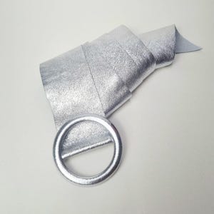 Handmade Women&#39;s Silver Metallic Real Leather Belt Silver Leather Belt Shiny Silver Belt for Dresses Chic Silver Belt Gift for Her