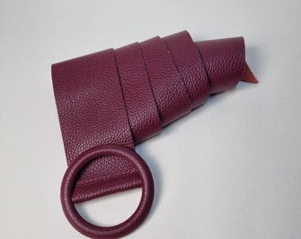 Handmade Italian Leather Burgundy Belt: Women's Party Dress Belt