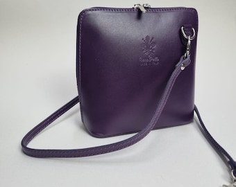 Italian Leather Purple Crossbody Bag Handmade Shoulder Bag