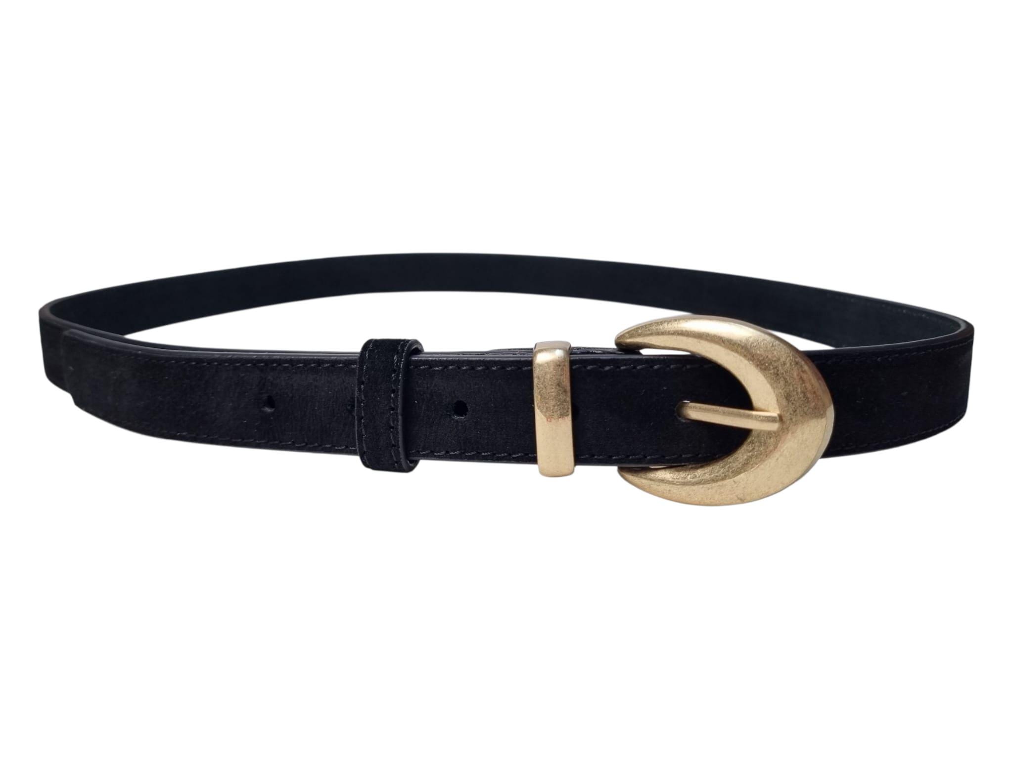 Black Suede Belt: Real Leather Adjustable Waist Belt With  display picture 3