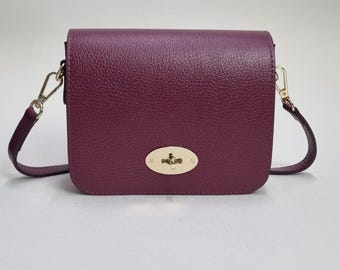 Italian Leather Burgundy Crossbody Bag, Wine Red Shoulder Bag