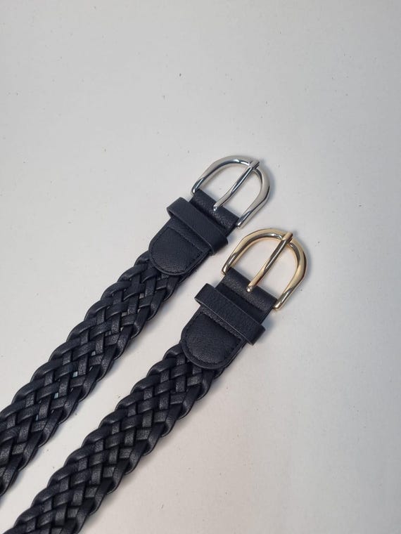 Black Woven Belt: Adjustable Vegan Leather Boho Waist Belt  display picture 1