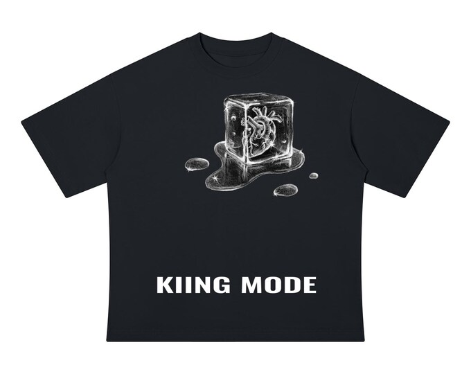 KIING MODE Unisex "Heart On Ice" Drop Shoulder Cotton T-Shirt