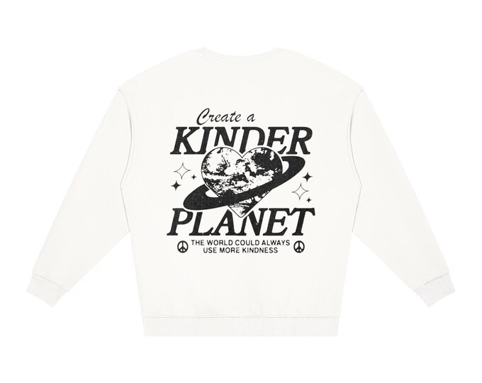 KIING MODE Unisex "Kinder Planet" Loose Crewneck Sweatshirt