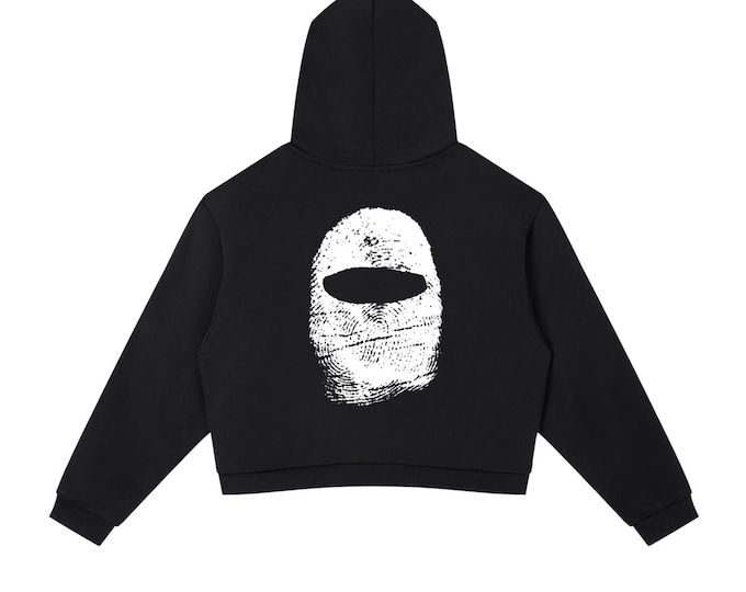 KIING MODE "Signature Finger Print" Contrast Side Stripe Cropped Hoodie