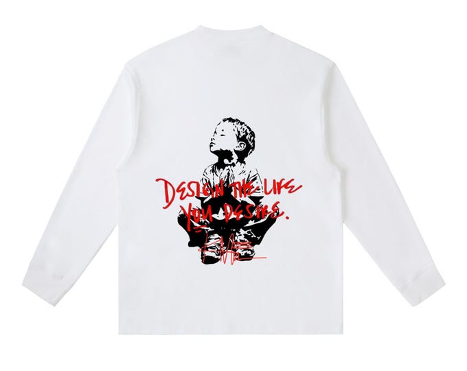KIING MODE "Prayer Boy" Essential Crewneck Long-Sleeve T-Shirt