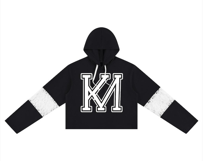KIING MODE Women’s "Kinder Planet" Cropped Lace-Panel Hoodie