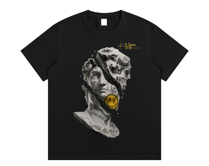 KIING MODE "Smiley Statue" Essential Cotton T-Shirt