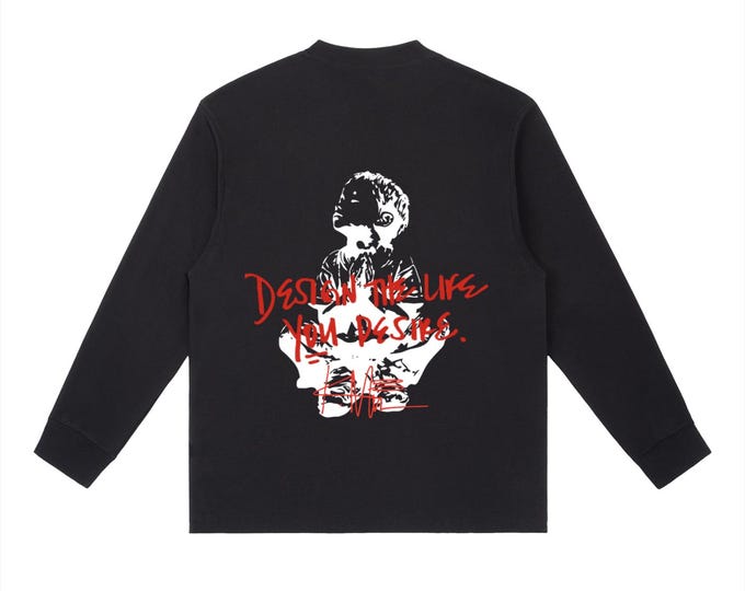 KIING MODE "Prayer Boy" Essential Crewneck Long-Sleeve T-Shirt