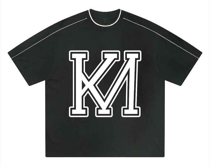 KIING MODE Unisex "KM" Oversized Contrast Tape T-Shirt