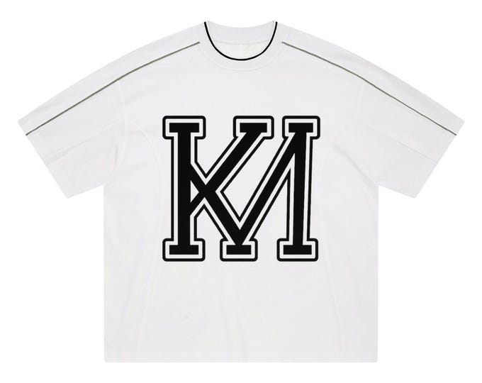 KIING MODE Unisex "KM" Oversized Contrast Tape T-Shirt