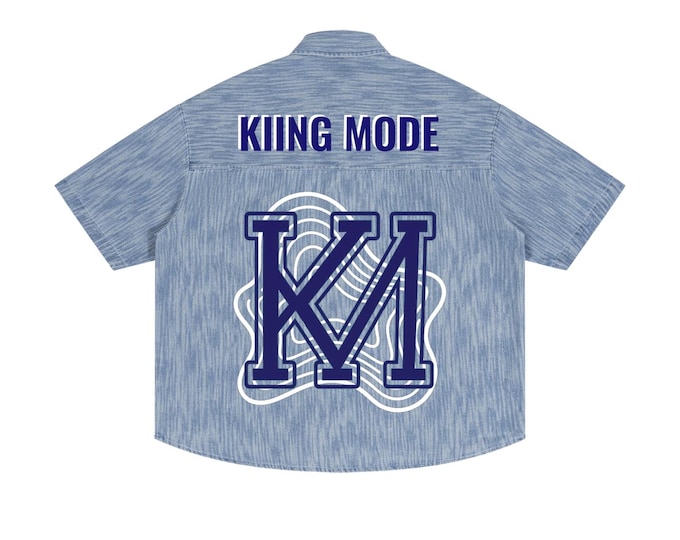 KIING MODE "KM Puddle" Unisex Boxy Vintage Wash Denim Shirt