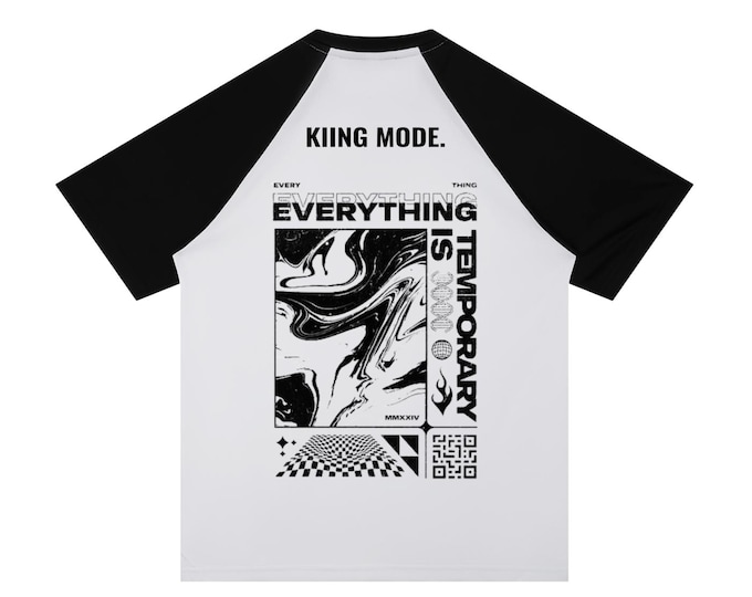 KIING MODE "Everything is Temporary" Contrast Raglan Sleeve Mesh T-Shirt