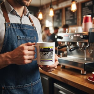 Non-Binary Flag Espresso Mug, La Marzocco Barista Coffee Cup, LGBTQ Pride Gift for Coffee Lovers, Coffee Shop Aesthetic Mug, 11oz Ceramic
