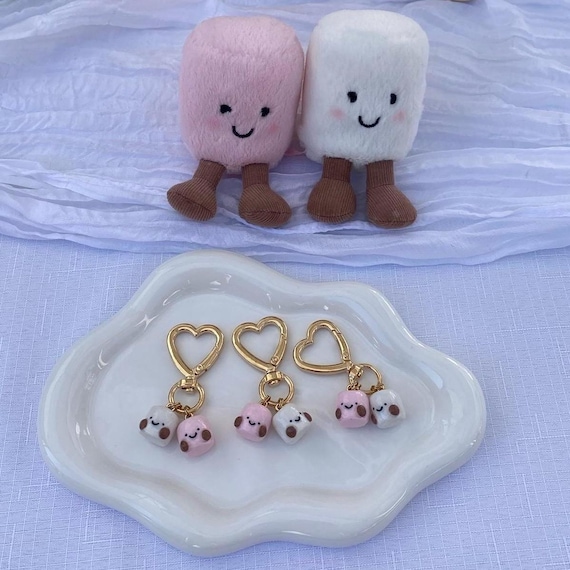 Handmade Clay Marshmallow Keychain: Kawaii Jellycat Bag Charm - Etsy